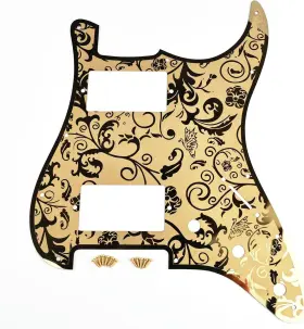 Branded 313048551503 Gold Hh Guitar Metal Engraved Pickguard Scratch Plate Fit Strat St