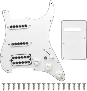 Branded 445021287277 White Hss Large Pole Guitar Pickups Loaded Prewired Pickguard Fit Strat St