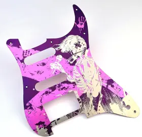 Branded 705354018243 Titanium Hss Purple Guitar Pickguard With Skull Top Fit Strat St