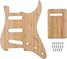 Branded 744110685077 Bamboo Wood Guitar Pickguard With Back Plate Fit Strat St