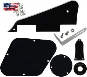 Fleor 313108074041 3ply Black Pickguard Back Plate Screws Set And Switch Ring Bracket Fit Lp