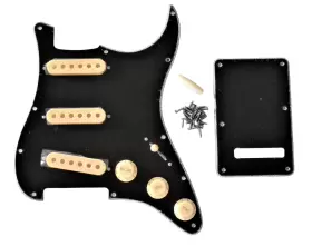 729958963327 GUITAR MADNESS Strat Pickguard Cream Knobs Kit #2