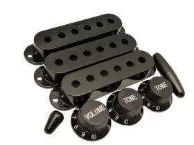 PG-KIT-B3-BK-SSS GUITAR MADNESS Strat Pickguard Knobs Covers #3