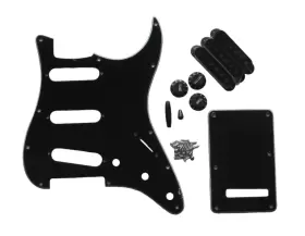 PG-KIT-B3-BK-SSS GUITAR MADNESS Strat Pickguard Knobs Covers