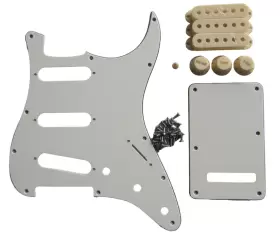 PG-KIT-P3-AW-SSS GUITAR MADNESS Parchment Strat Pickguard #2