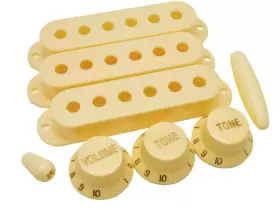 PG-KIT-P3-AW-SSS GUITAR MADNESS Parchment Strat Pickguard #3