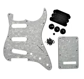 PG-KIT-P3-BK-SSS GUITAR MADNESS Pearl Strat Pickguard Knobs