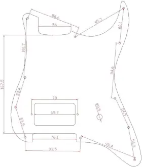 K1277 KAISH Hole Strat Humbucker Guitar Pickguard Plate #3
