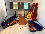 American Girl Doll Musical Instrument Lot Guitar, Violins, Music Stands,. Fixed Price $44.99.