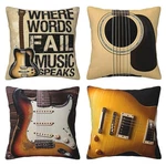 Set Of 4 Throw Pillow Covers Electric Guitar Music Sound Speaks Musician Wher.... Fixed Price $33.69.