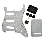 White Pearl 3-ply Strat Sss Pickguard Kit , Black Knobs, And Covers. Fixed Price $17.10.