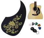 Black Golden Acoustic Guitar Pickguard Sticker + Picks And Holder.. Fixed Price $8.95.