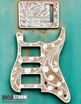 Engraved Pickguard &tremolo Cover In Cherry Wood Veneer For Fender Stratocaster. Fixed Price $130.00.