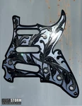 Engraved Layered Pickguard & Free Tremolo Cover In Silver Mirror Black Acrylic. Fixed Price $180.00.