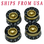 Kaish 4pcs For Lp Guitar Speed Dial Knobs Control Black/gold Les Paul. Fixed Price $13.99.