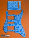 Engraved Pickguard & Tremolo Cover Glossy Sky-blue Acrylic Fender Stratocaster. Fixed Price $115.00.