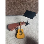American Girl Doll Acoustic Guitar Set With Hard Case And Music Stand Accessory. Fixed Price $32.00.