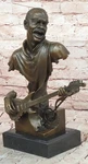 Art Deco Large Black American Music Musician Guitar Player Jazz Bronze Statue. Fixed Price $349.50.