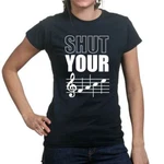 Shut Your Face Musician Guitar Drums Bass Strat Tele 59 Les Paul Ladies T Shirt. Fixed Price $15.99.