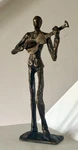 Brutalist Bronze Sculpture Guitar Player Figure Statue 7.5" Mcm Jazz Musician. Fixed Price $55.00.
